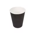Gobelets boissons chaudes double paroi ondulé noir 360ml (8C)